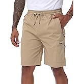 Satankud Men's Cargo Hiking Shorts 9" Lightweight Golf Shorts for Casual Work Travel Outdoor 5 Zipper Pockets