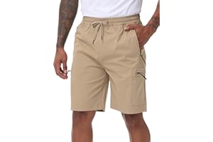 Satankud Men's Cargo Hiking Shorts 9" Lightweight Golf Shorts for Casual Work Travel Outdoor 5 Zipper Pockets