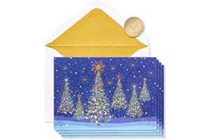 Papyrus Boxed Christmas Cards with Envelopes, Designed by House of Turnowsky, Special Wishes, Christmas Trees (14-Count)