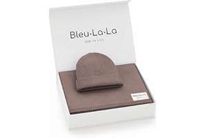 Bleu La La Luxe Collection 100% Organic Luxury Knit Baby Blanket + Hat Set (Milk Chocolate)