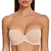 MELENECA Women's Stay Put Padded Cup with Lift Underwire Push Up Strapless Bras