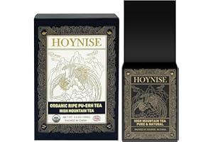HOYNISE – Organic Pu-erh Tea Loose Leaf - Yunnan Fermented Ripe Puerh - Smooth & Earthy Flavor - High Mountain Grown Chinese Tea, 100g/3.5oz