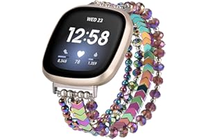 MOFREE Bracelet Compatible with Fitbit Versa 3/Versa 4 Bands/Fitbit Sense/Sense 2 Bands for Women, Handmade Fashion Elastic Beadeds Arrows Strap Replacement for Fitbit Versa 4/Versa 3/Sense 2/Sense