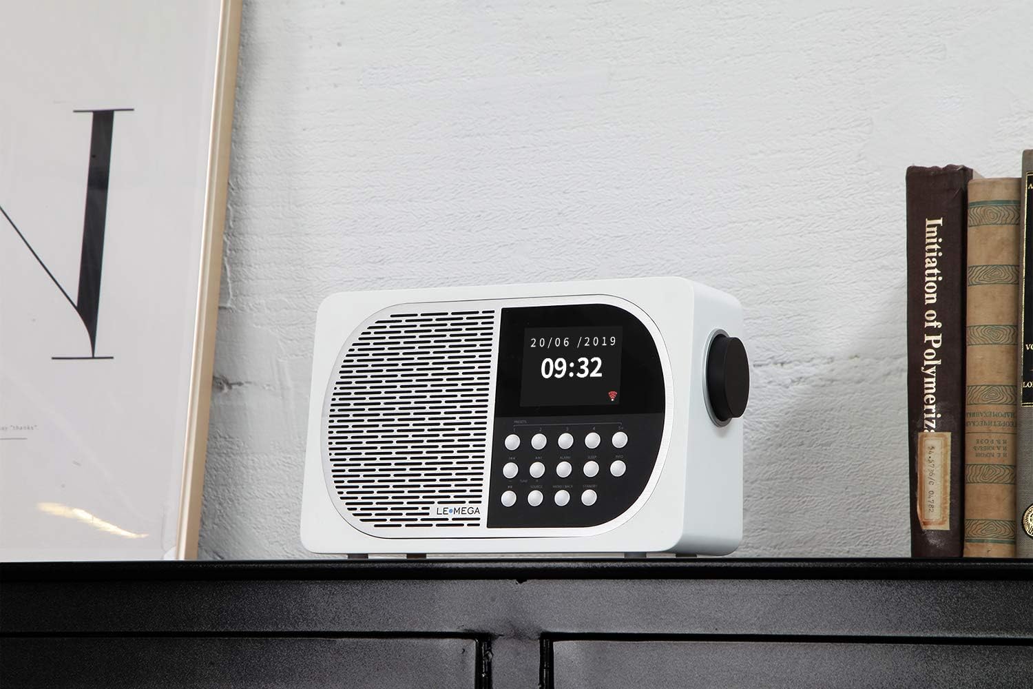 LEMEGA M2+ Smart Internet Radio,Table Radio,FM Radio,Bluetooth,WiFi,Spotify Connect,Wooden Box,Headphones-Out,AUX-in,USB MP3, Alarms& Clock,Kitchen/Sleep/Snooze Timer,20 Stations Presets-White Satin: Electronics