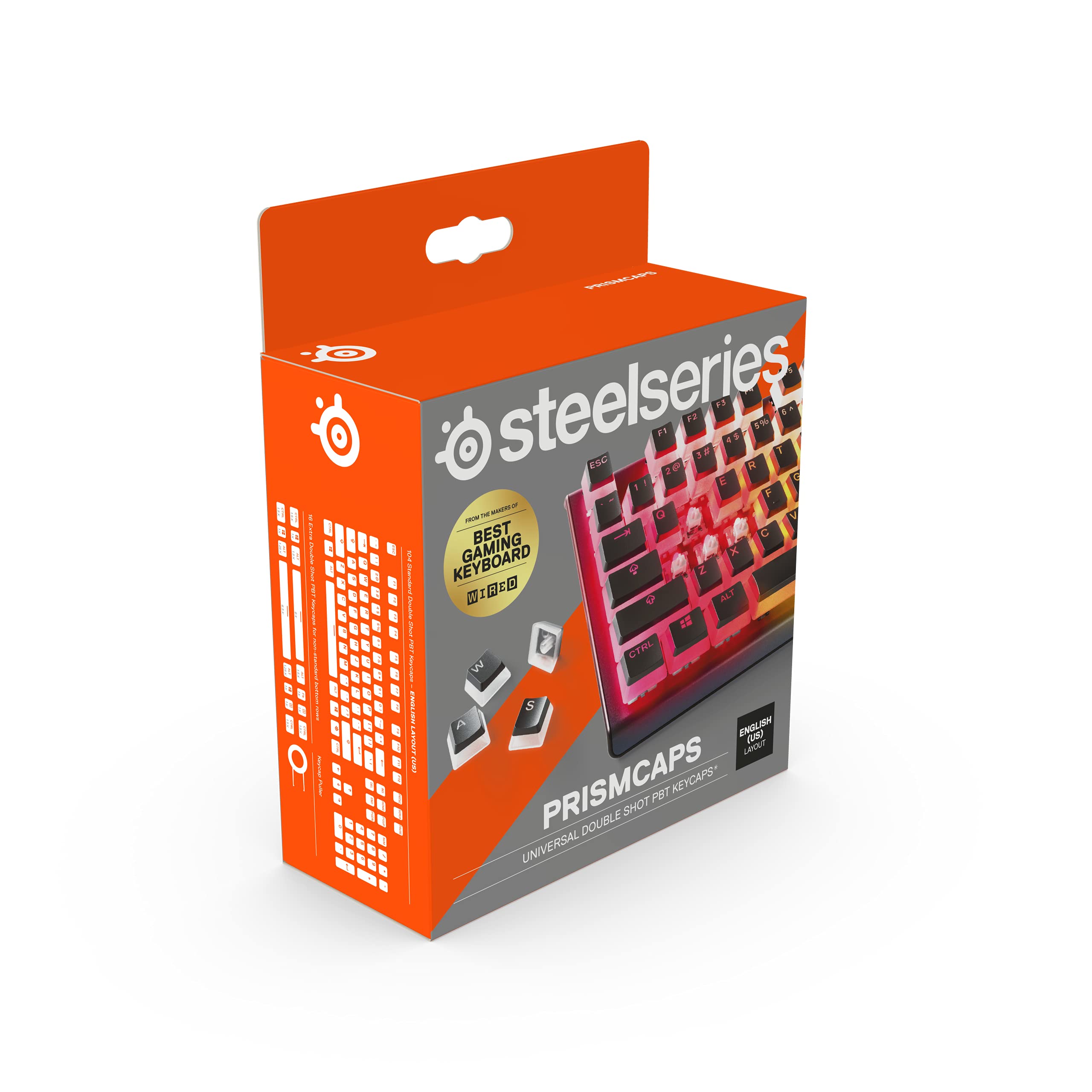 SteelSeries PrismCaps – Double Shot Pudding-style Keycaps – Durable PBT Thermoplastic – Compatible with Most Mechanical Keyboards – MX Stems – Black (US Layout)