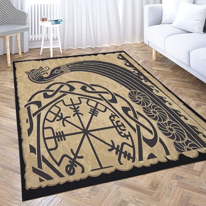 Big Area Rugs, Dethel 5X7ft Area Rug The Vikings Ancient