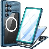 Lanhiem Magnetic for Samsung Galaxy S25 Ultra Case, IP68 Waterproof Dustproof Case, [Compatible with Magsafe] [Built-in Lens &amp; Screen Protector] Full Body Shockproof Rugged Phone Cover 6.9 inch, Blue