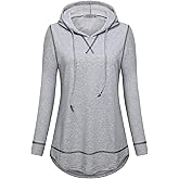 MOQIVGI Womens Long Sleeve Lightweight Activewear Casual Running Yoga Workout Hooded Tops