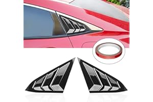 WINKA Rear Side Window Louvers Sport Style Scoop Louvers Cover Blinds Compatible with Honda Civic Sedan 2020 2019 2018 2017 2016 Black