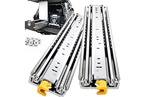 YENUO Heavy Duty Drawer Slides with Lock 12 14 16 18 20 22 24 26 28 30 32 34 36 38 40 44 48 52 56 60 Inch Full Extension Side Mount Ball Bearing Locking Rails Track Glides Runners Load 450 Lbs 1 Pair