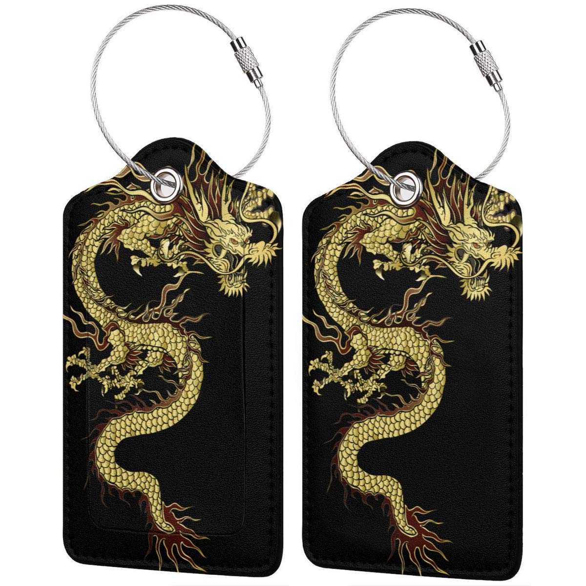 Enjoy Saving 30 50 Off Chinese Dragon Gold Travel Luggage Tags With Full Privacy Cover Leather Case And Stainless Steel Loop Luggage Tags Get The Latest Www Platzdasch De
