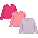 BTween Girls Cozy Cotton Blend Sweatshirt Set, 3 Pack of Trendy Sweatshirts for Kids, Sizes 4-12