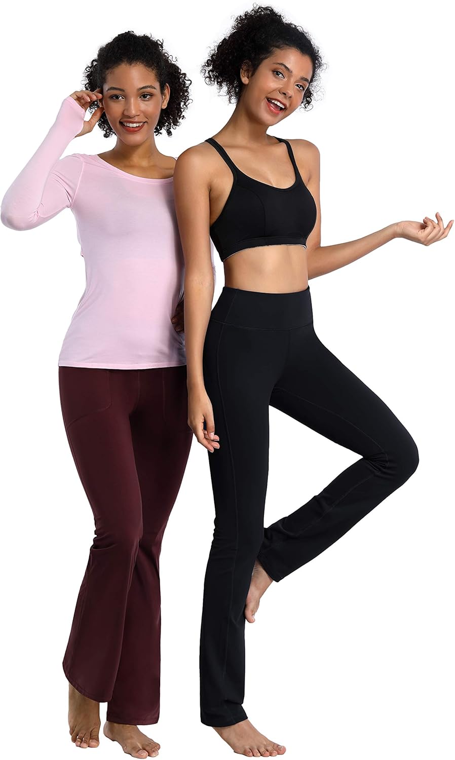 BUBBLELIME 29"/31"/33"/35" 3 Styles Women Bootcut Yoga Pants Basic/Back Pocket/Straight Leg Soft Workout Flare Tummy Control: Clothing