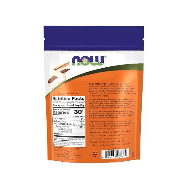 NOW FOODS SUPPLEMENTS, PSYLLIUM HUSK POWDER, NON-GMO PROJECT VERIFIED, SOLUBLE FIBER, 24-OUNCE