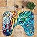 3-Piece Bathroom Rug Mat Set Large Christmas Soft Bathroom Non-Slip Pedestal Rug + Lid Toilet Cover + Contour Bath Mat,Peacock Feather
