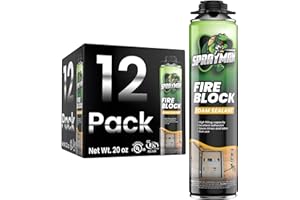 Sprayman Orange Fire Stop Expanding Spray Foam - (12x20oz) Professional Gun Use Polyurethane Foam Spray for Electrical Outlets & Water Pipes, B2 Fire Rated Foam Spray - Gun Not Included - 12 Pack