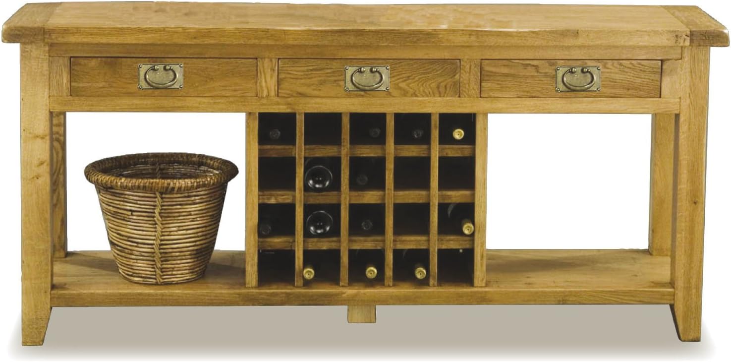 Calgary Reclaimed Oak 3 Drawer Console Wine Table