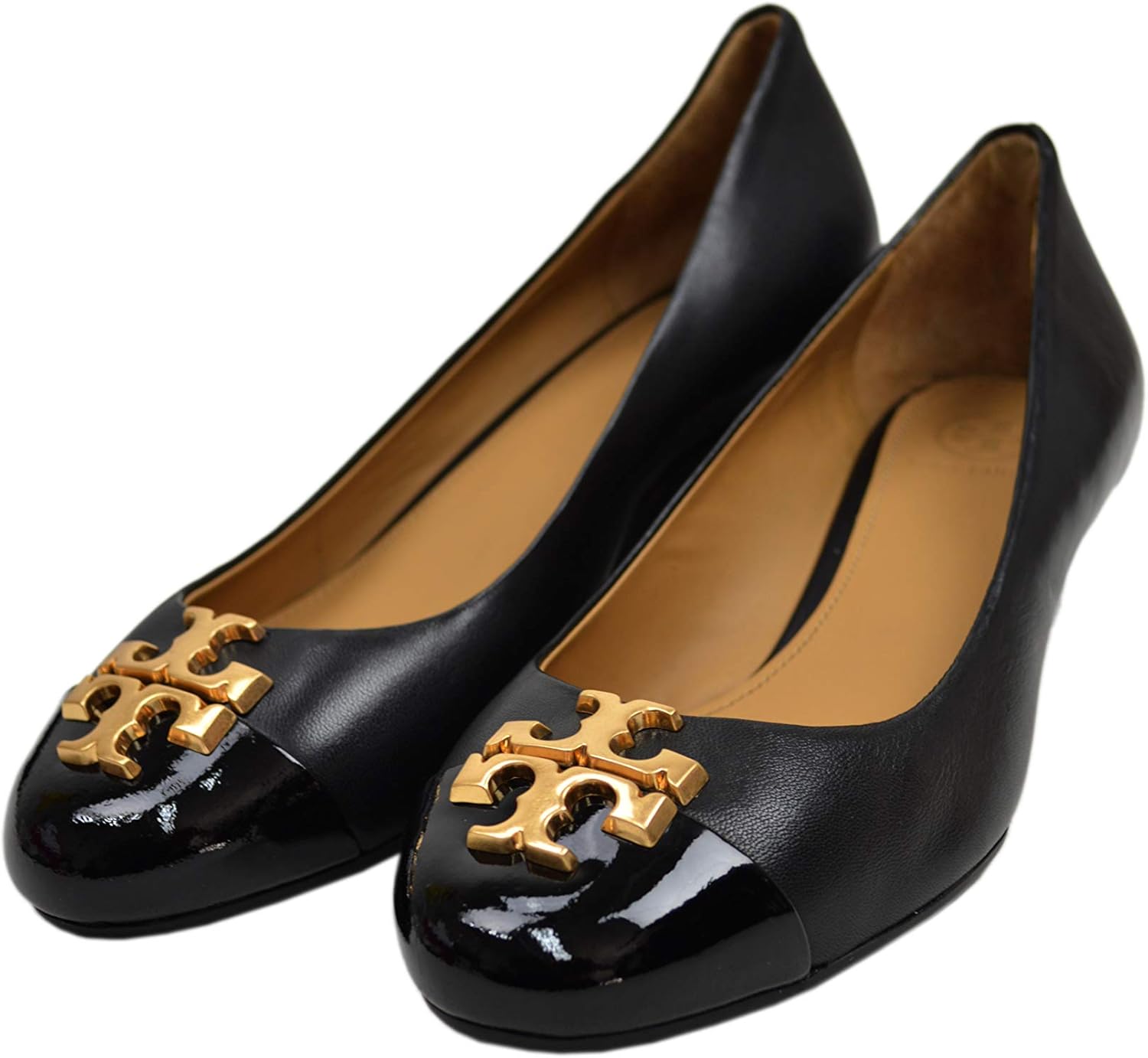 Buy Tory Burch Womens Everly 35 Mm Nappa Leather Cap Toe Wedge Heels