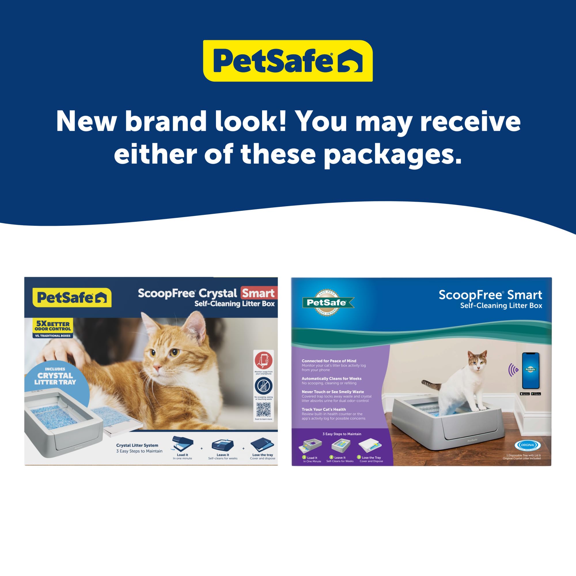 PetSafe ScoopFree Crystal Pro Self-Cleaning Automatic Litter Box - Uncovered Motion-Sensing Cat Box with Integrated Health Counter & App - Includes 1 Disposable Crystal Litter Tray