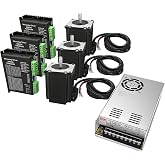 3 Axis with Nema 23 57mm Stepper Motor Kit 1.2Nm 170oz.in 2-Phase 3A, DM556 Stepper Motor Driver, 350W 24V DC Power Supply, Mach3 Control Card for 3D Printer Engraving CNC Controller Kits