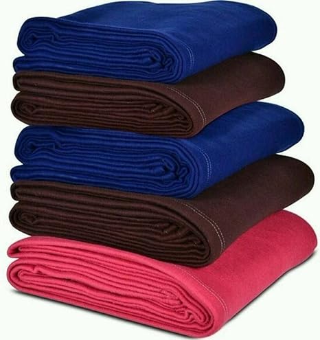 Sneha Polar Fleece Single Bed Blanket Set of 5-RED & Brown & Blue