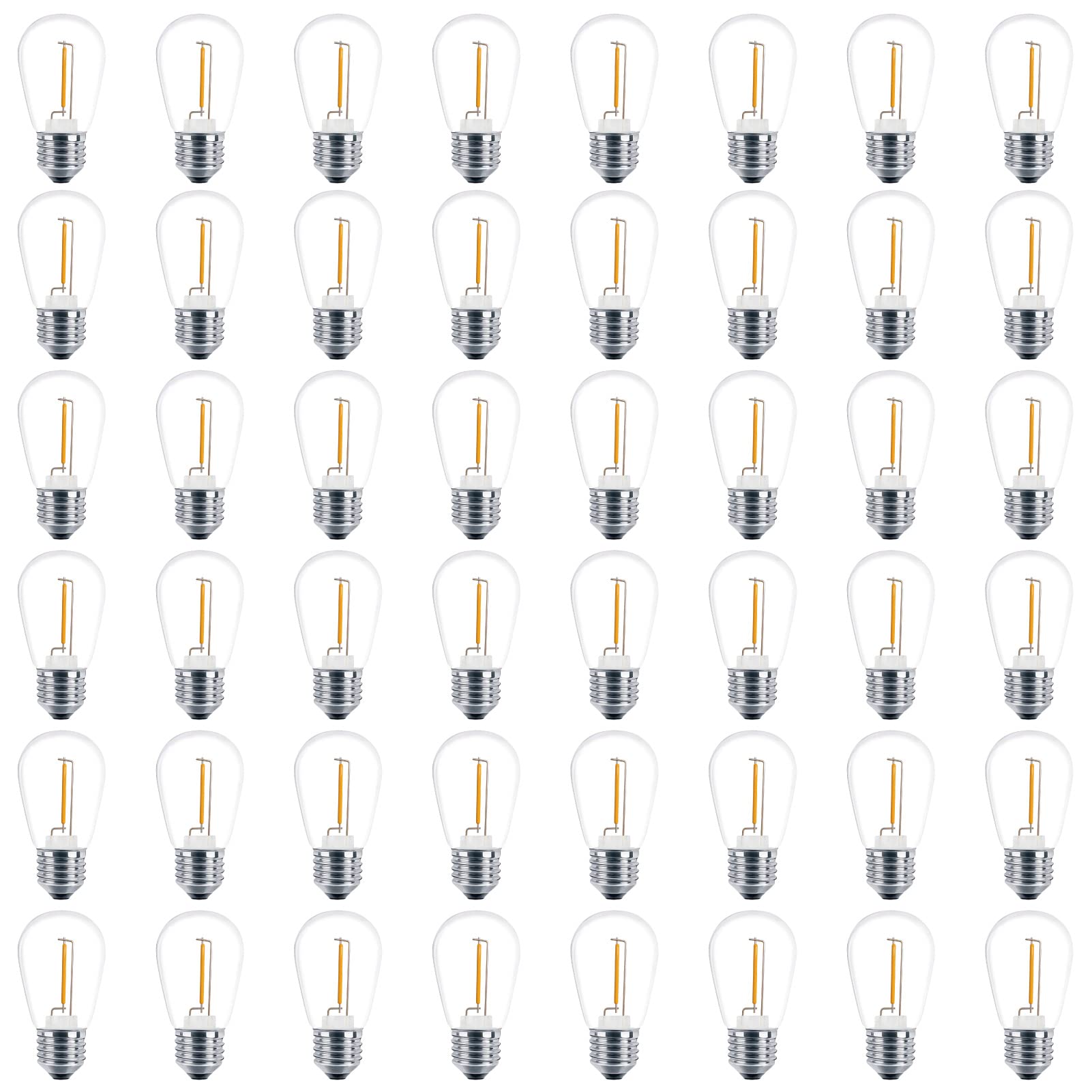 Photo 1 of Meconard 48 Pack S14 LED String Light Bulbs, 1 Watt Shatterproof Replacement Bulbs for Patio Outdoor Sting Lights, E26 Medium Screw Base, Warm White 2200K, Non-Dimmable