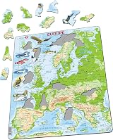 Larsen K70 Europe Topographic Map Jigsaw Puzzle 87 Pieces French Edition Tray view 2