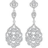 mecresh Wedding Teardrop Dangle Earrings Crystal Rhinestone Beaded Chandelier Earrings for Brides Gold