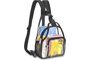 Mildbeer Mini Clear Backpack for Women - 2-in-1 Convertible Sling & Shoulder Bag, Stadium Approved Clear Festival Purse for Concerts & Daily, Black
