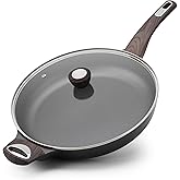 SENSARTE Ceramic Nonstick Frying Pan Skillet with Lid, 12.5 Inch Non Stick Pan Omelette Pans, Healthy Kitchen Cooking Chef's Pan, Free of Intentionally Added PFOA/PFOS, Induction Compatible, Black