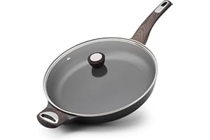 SENSARTE Nonstick Frying Pan Skillet with Lid, 12.5 Inch Non Stick Pan Wok, Healthy Kitchen Cooking Sauté Pans with Cover, Fr