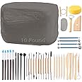 ReArt Natural Air-Dry Clay, Pottery Clay10LBs with 40 Pcs Pottery Tools Clay Sculpting Tool Set, All-Purpose Modeling Clay (Black)