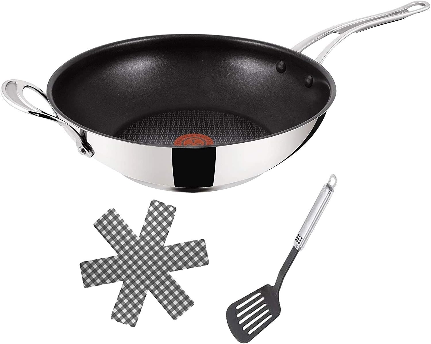 Tefal E89704 Jamie Oliver Wokpfanne Induktion 28cm -3 tlg, TESTSIEGER, UVP 69€ - 10 JAHRE GARANTIE, Wok Pfanne Antihaft-beschichtet, Spülmaschinenfest, rutschfester Griff, FÜR ALLE HERDARTEN