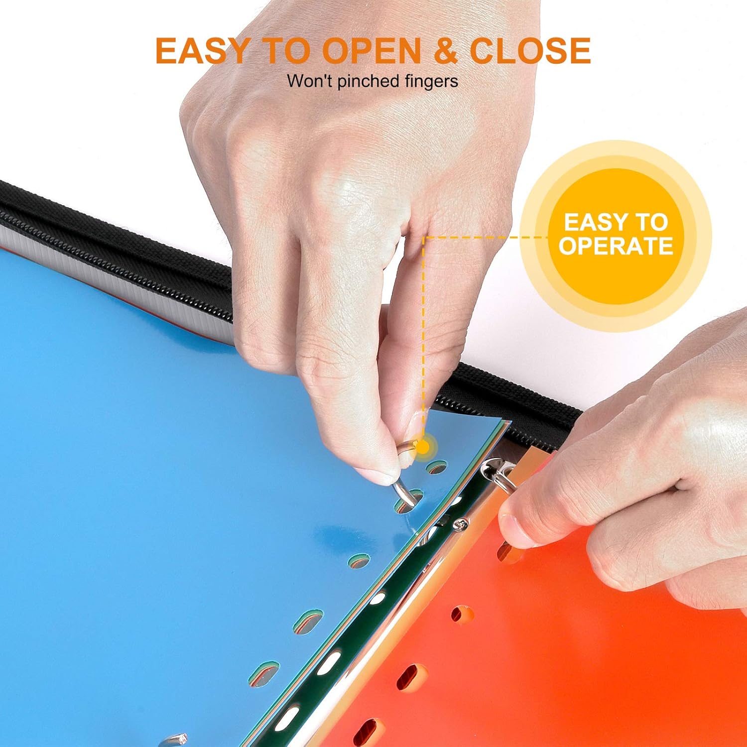 ABClife Zipper Binder with 8 Insertable Plastic Dividers, Document Folder 3 Ring Binder, Retractable Handle, Perfect for School, Project Organization, Holds 300 A4/Letter Size Papers, Black Transparent : Office Products