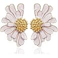 Aksod Vintage Flower Stud Earrings Exaggerated Oversized Daisy Flower Earrings Statement Jewelry for Women