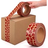 FYSUIMU 55 Yard Valentine' s Day Packing Tape Waterproof Shipping Tape Kraft Red Love Heart Gift Wrapping Tapes for Small Business DIY Crafts Box Carton Decor