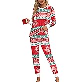 KFUBUO Christmas Pajamas Set for Women 2 Piece Long Sleeve Lounge Sets Girls' sleepwear wiht Pockets