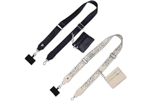 PUGPIU 2 Pack Clip and Go Strap for Phone with Wallet Crossbody - Phone Strap Crossbody with Zippered Pouch, Multifuctional Adjustable Cell Phone Lanyard for Going out