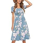 AYIFU Womens Short Sleeve Empire Waist Dresses Casual Summer Dress with Pockets