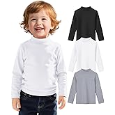 Witwot 3 Pack Toddler Boy Mock Turtleneck Shirts Baby Boys Long Sleeve T-Shirt Soft Cotton Thermal Undershirt Size 18M-5T