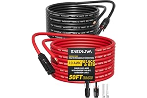 ENERNOVA 50 Feet 10AWG Solar Cable with Female and Male Connector with Extra Free Pair of Connectors, Solar Panel Extension Cable 10 awg Solar Wire (50FT Red + 50FT Black)