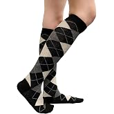 COUVER Women Argyle Knee High Socks | 75% acrylic 15% nylon 10% spandex, classic argyle diamond pattern, over the calf knee high fit, women knee socks