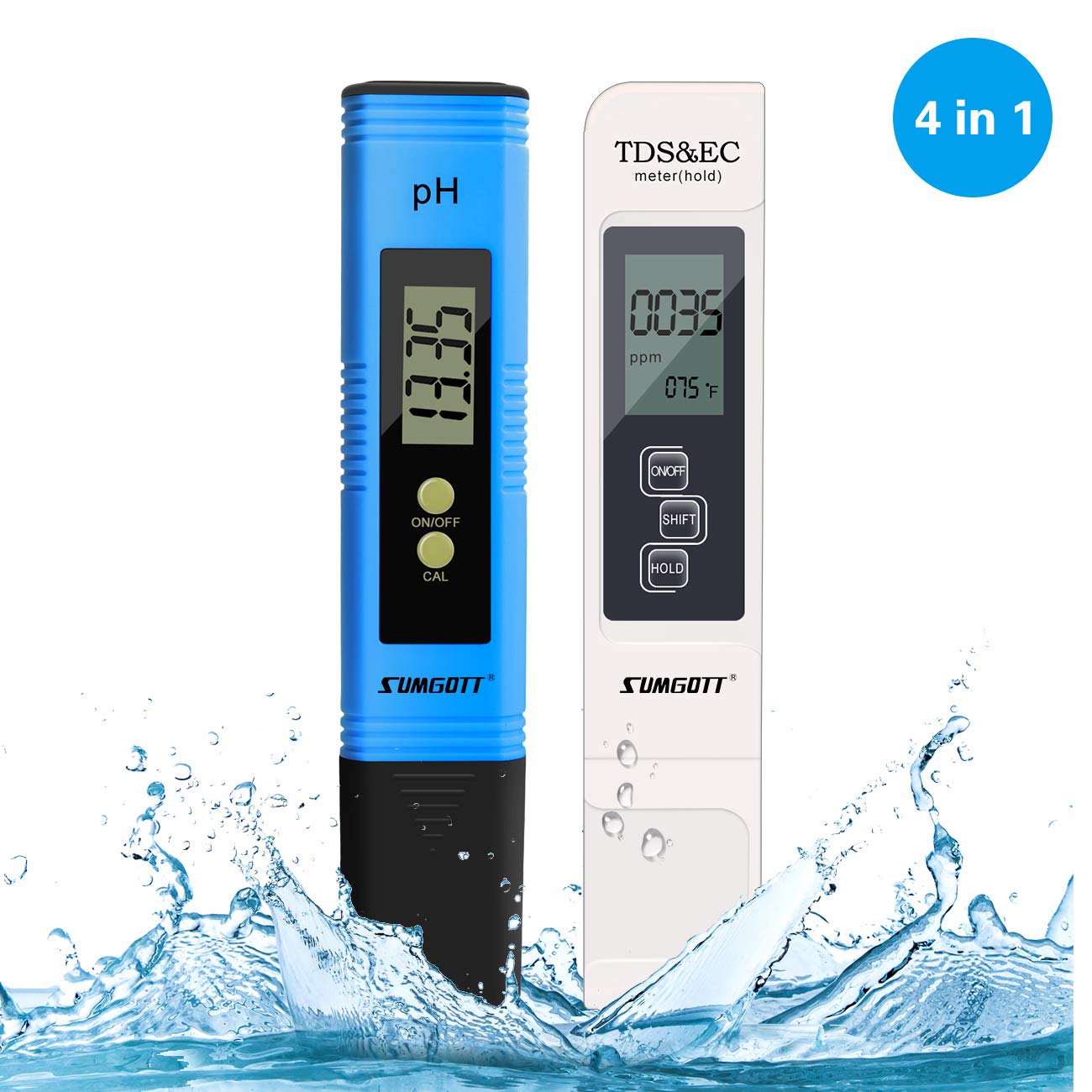 Digital Water Quality Test TDS PH EC Temperature 4 in 1 Set for Water Indoor Pool and Aquarium