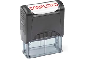 INVERA Self Inking Rubber Stamp, Refillable Red Ink Preinstalled - (9/16" x 1-1/2") (Completed)