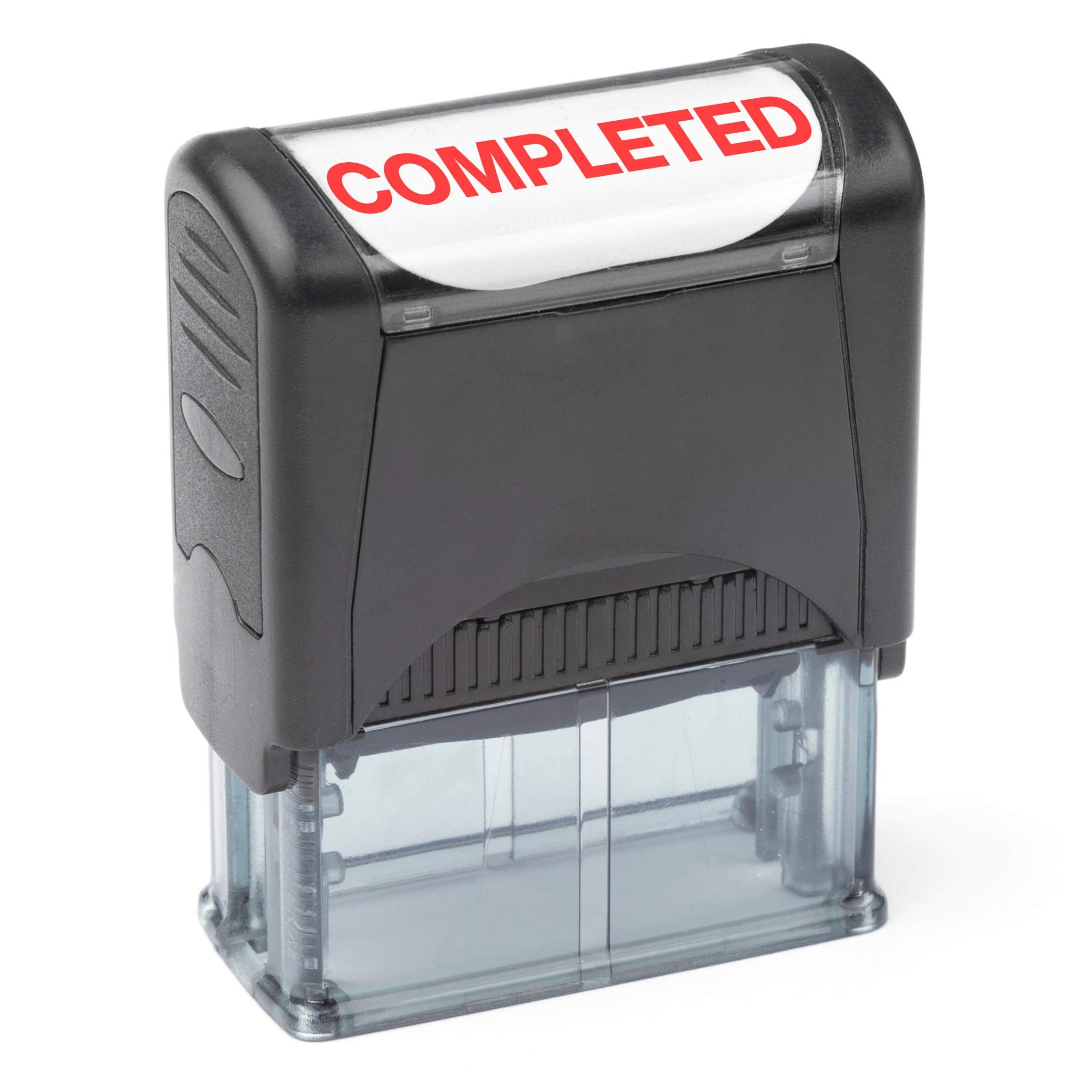 Self Inking Rubber Stamp, Refillable Red Ink Preinstalled - (9/16" x 1-1/2") (Completed)