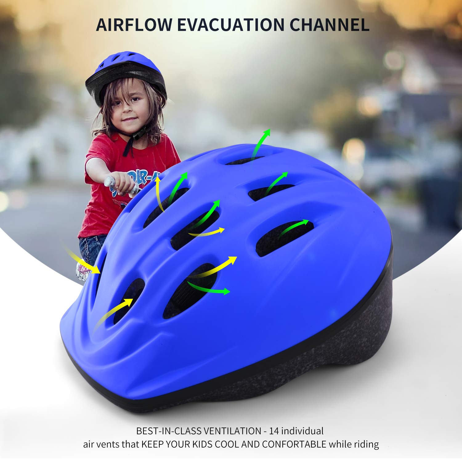 Toddler Kids Bike Helmet, Multi-Sport Helmet Size Adjustable for Boys and Girls