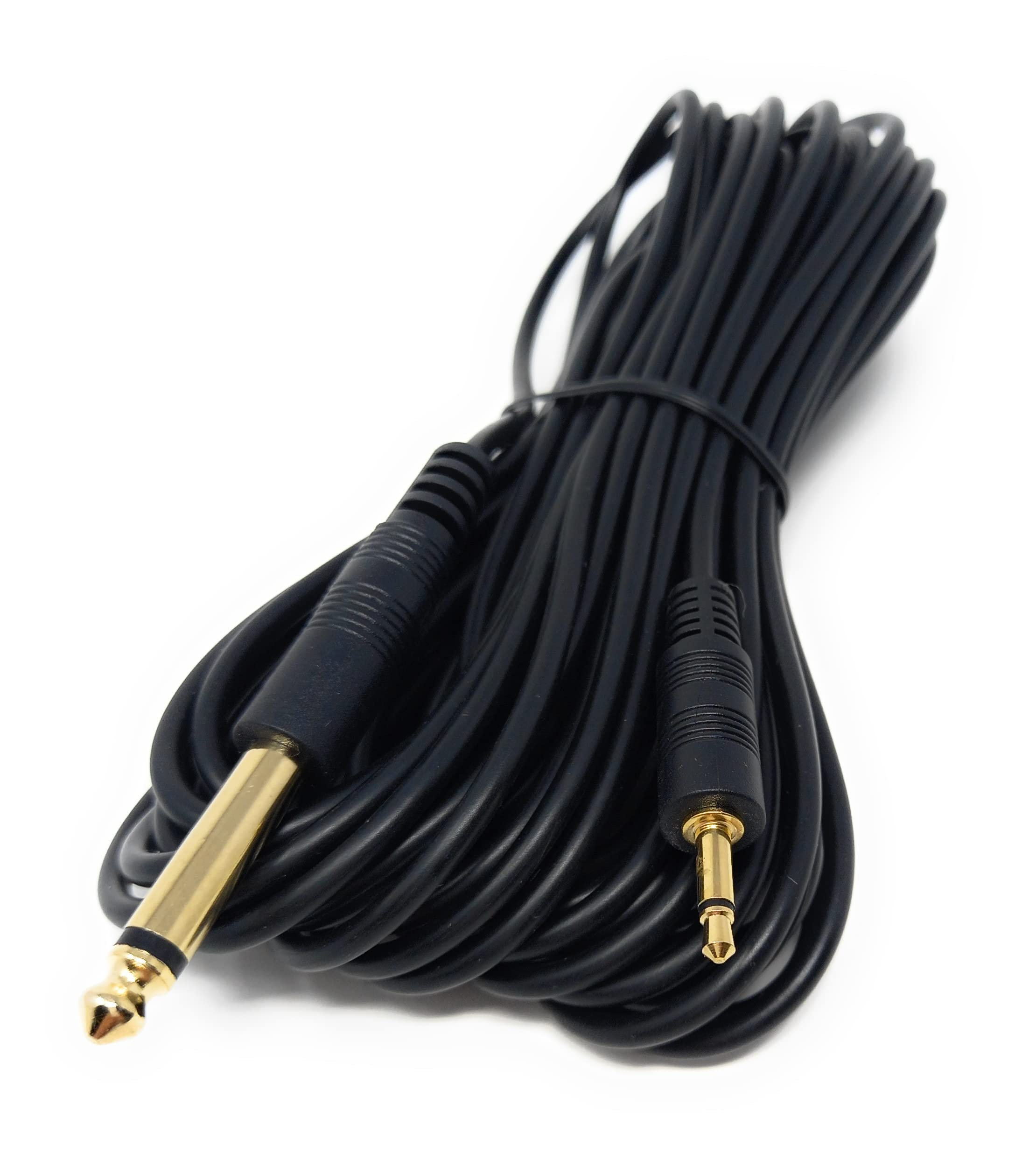 DRUT 10m 3.5mm MONO Jack to 6.35mm MONO Jack Plug Audio TS Coax Cable Lead, Male to Male Gold Flashed Ends 33ft