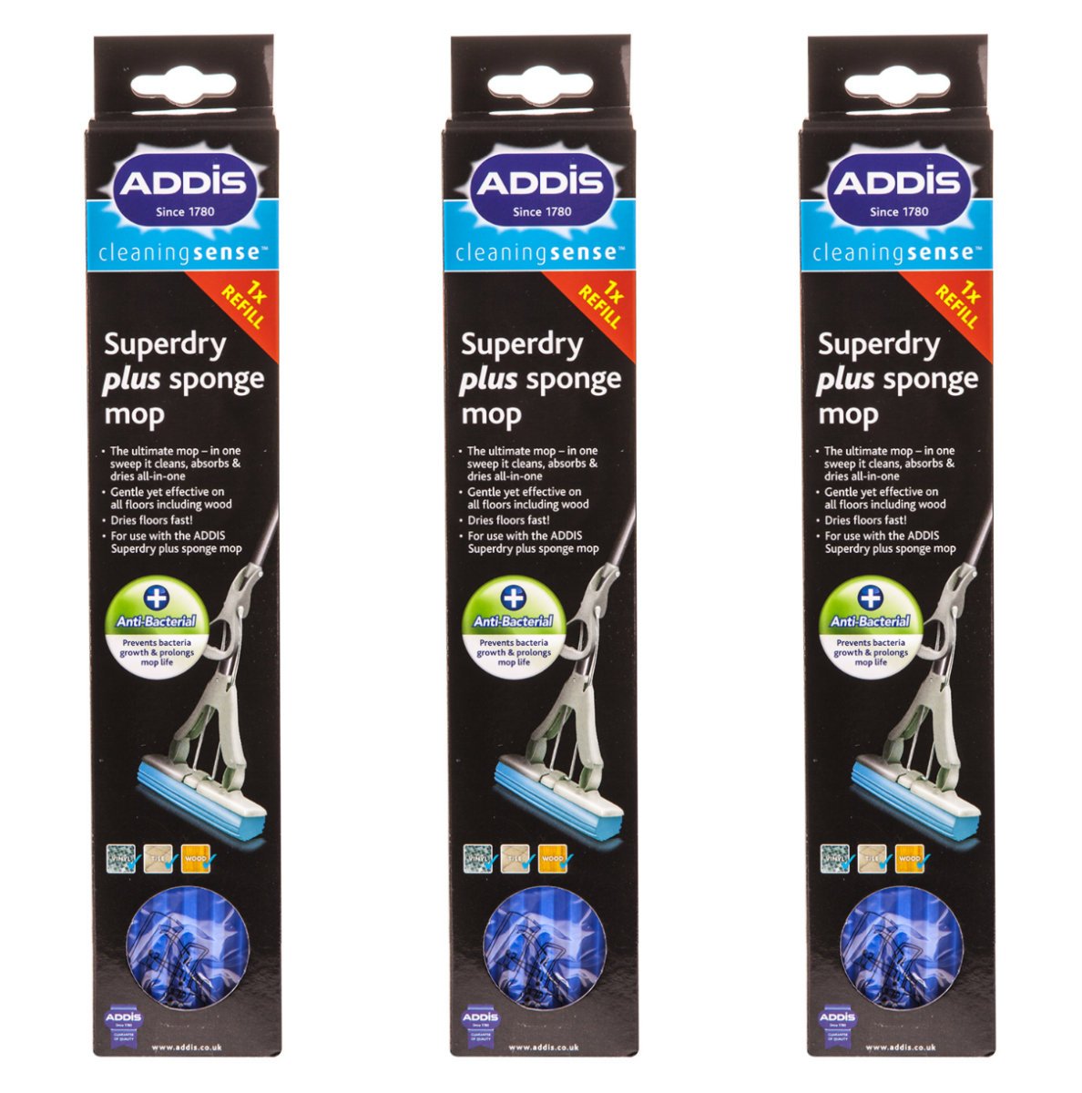 Addis. PVA Sponge Mop Refill, Metallic (3 pc)