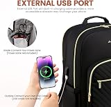 LOVEVOOK Laptop Backpack Women 15.6 inch USB Port Padded 10 Pockets Black view 4
