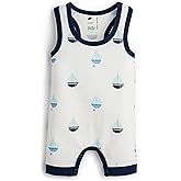 monica + andy Racerback Shortall, 100% Organic Baby Clothes for Boys, Baby Romper, Sizes For Preemie, Newborn & Infant